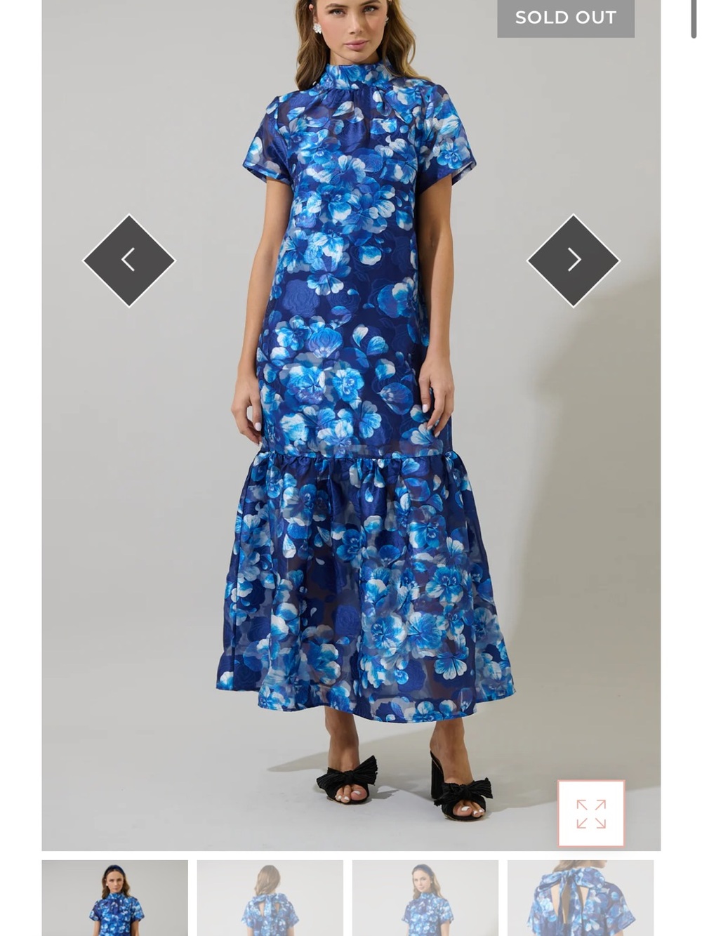 Sugar lips Abay blue floral organza maxi overlay dress